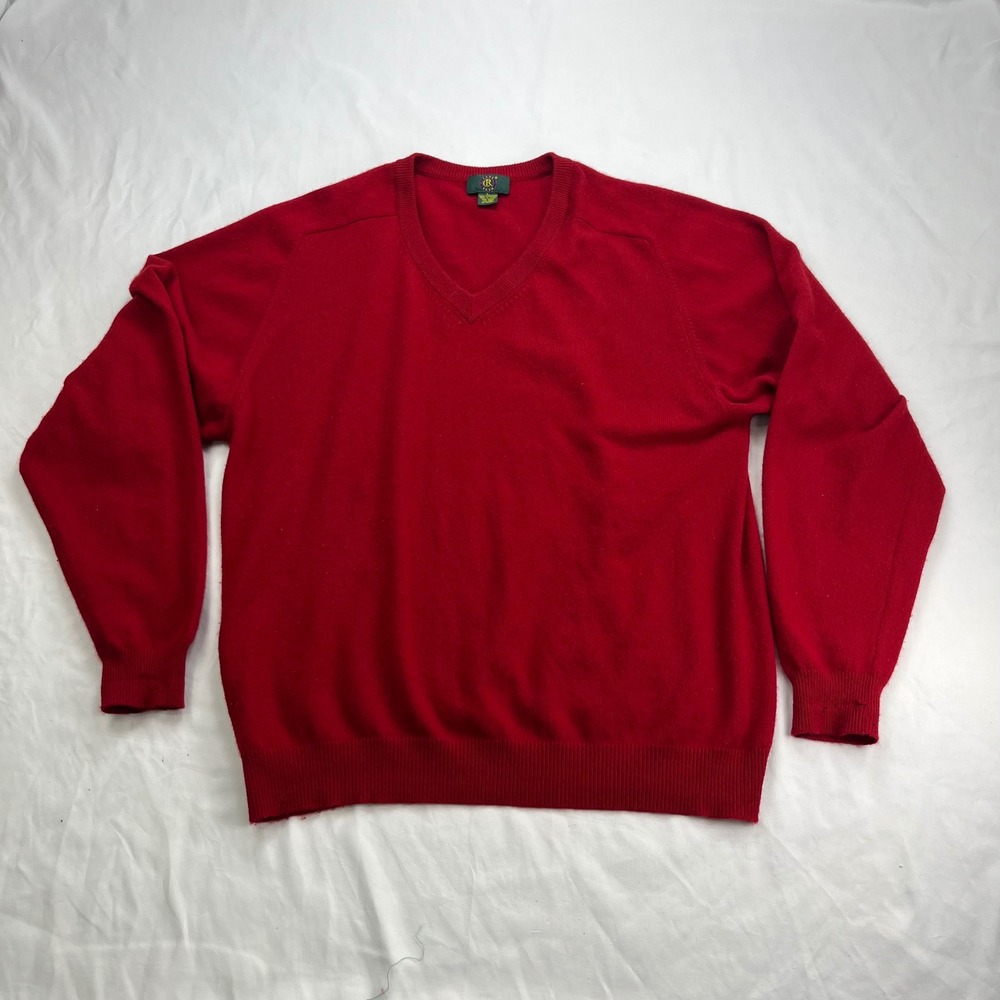 Club Room Cashmere V-Neck Pullover Solid Red Sweater